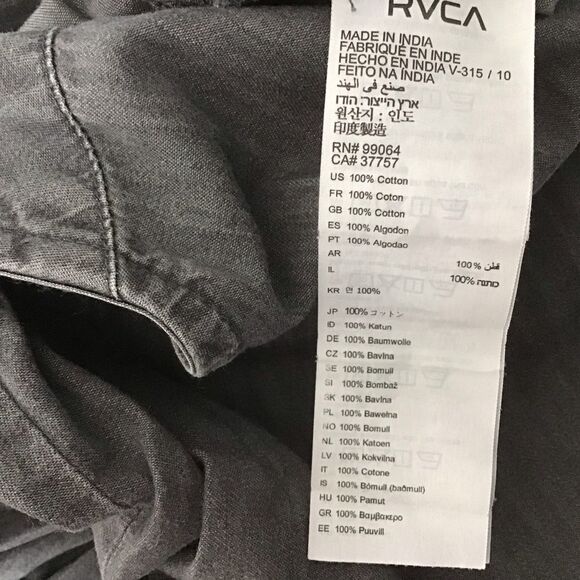 Rvca shortall lightweight 100% cotton  charcoal grey pockets elastic waist XS - Picture 10 of 13